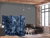 Paravent, Raumteiler freistehend, Trennwand - Abstract Ornaments - Dark Blue Victorian Leaves 