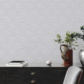 grafisch golfpatroon behang zilver wit - vliesbehang metallic effect 