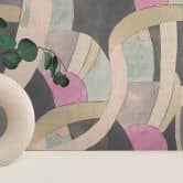 Abstrakte Mustertapete in Rosa Mint Schwarz – Moderne Vliestapete mit Linien 