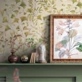 Blätter-Tapete Ginkgo Natur Creme – Vliestapete mit sanften Grüntönen – Modern & Elegant 