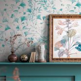 Blätter-Tapete Ginkgo Türkis Weiß – Vliestapete mit Aquarell-Look – Frisch & Leicht 
