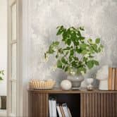 Barok behang crème zilver - Vliesbehang met Patroonbehang - klassiek Patroonbehang 