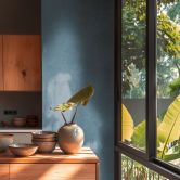 Single wallpaper with plaster look dove blue - non-woven wallpaper matt - textured peel and stick wallpaper  