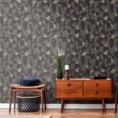 Tapete Vintage Design Schwarz Beige - Schlafzimmer Vliestapete 