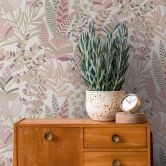 Jungle Papier peint intissé Plantes Rose Blanc Papier peint moderne Feuilles 