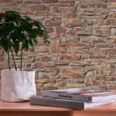 Natursteintapete Beige Gelb - Vliestapete Steinwand Braun - Industrial Tapete 