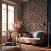 Non-woven wallpaper forest trees palm trees blue brown metallic wallpaper wallpaper nature jungle 