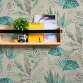 Papier peint à motifs floraux avec des feuilles mélangées multicolores - papier peint à fleurs beige vert 