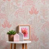 Tapete mit Blumen im Retro-Stil Weiß Beige - Florale Vliestapete mit Blättern 