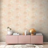 Vliestapete mit Wald-Muster Beige Creme - Tapete mit Akzenten in Orange 