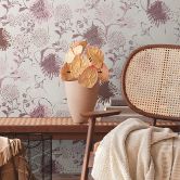 bloemen behang abstract wit paars - bloemen behang - natuurlijk woonkamer behang 
