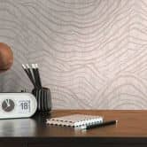 Abstract 3D wallpaper with waves white silver - non-woven metallic effect - patterned wallpaper 