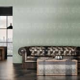 Livingwalls Paisley Tapete My Home My Spa Vliestapete Romantic Home eukalyptus, grün, silber 