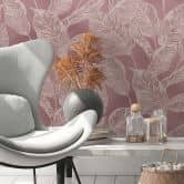 tapet blomster - ikke-vævet tapet blade bæredygtig af A.S. Création lilla beige natur 386634 