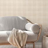 Tapete karriert PVC-Frei - Landhaus-Tapete Vlies von A.S. Création Beige Natur 386643 
