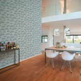 Blättertapete Mint Grau - Florale Vliestapete - Tapete Wohnzimmer Schlafzimmer Küche 