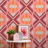 Ikke-vævet tapet retrostil orange pink - abstrakt tapet med mønster - vintage tapet 