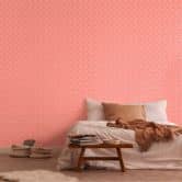 Retro look wallpaper with dots orange pink - non-woven wallpaper with graphic sample - textured peel and stick wallpaper 