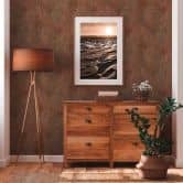 papier peint fleurs marron beige - papier peint naturel style campagne - papier peint intissé chambre bureau 