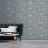 Maritime Tapete Fische Grau Blau - Vliestapete mit Unterwasser-Motiv - Kindertapete 