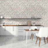 Florale Tapete Blätter Aquarell - Vliestapete in Rosa Grün Beige - Pflanzen-Tapete 