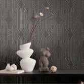 Geometrische Tapete Schwarz Braun Silber - Vliestapete mit modernem Linienmuster - Strukturtapete 
