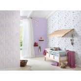 A.S. Création Kinderzimmertapete Little Love Vliestapete mit niedlichen Wald Tieren lila, weiß, grau, schwarz 