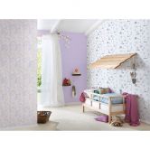 A.S. Création Kinderzimmertapete Little Love Vliestapete mit Blumen lila, rosa, weiß, beige 