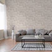 Papier peint paysage crème taupe - Papier peint intissé illustré avec motif naturel 