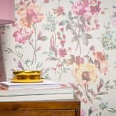 COSMOPOLITAN floral wallpaper white pink - floral non-woven wallpaper watercolor living room 
