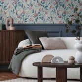 COSMOPOLITAN Designer Tapete floral Hellblau Rosa - Schlafzimmer Vliestapete 