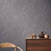 COSMOPOLITAN Vliestapete Wohnzimmer mit Blättern Dunkelgrau - moderne Tapete 