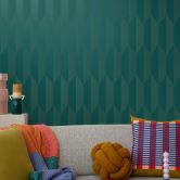 COSMOPOLITAN 3D non-woven wallpaper petrol green design patterned wallpaper with metallic effect 