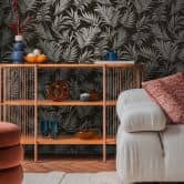 COSMOPOLITAN non-woven wallpaper black silver leaves - stylish non-woven wallpaper bedroom 