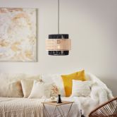 Pendelleuchte Anastasia, braun, 134,5 x 36 cm, Rattan Pendellampe 