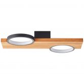 Deckenleuchte Elena, braun, 40x25 cm, Holz LED-Deckenleuchte, dimmbar 