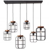 Pendelleuchte Inga, braun, 130 x 110 cm, Holz Pendellampe 