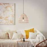 Pendelleuchte Lionel, braun, 120 x 34,5 cm, Rattan Pendellampe 