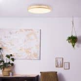 LED Deckenleuchte Viola, braun, Ø 39 cm, Holz Innenleuchte 