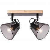 Deckenleuchte Tom, schwarz, 36,8 x 20 cm, Holz Deckenspots, dimmbar 