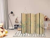 Paravent, Raumteiler freistehend, Trennwand - Tiny Bird - Colorful Grasses in Golden Shades of Sunset 