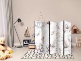 Paravent, Raumteiler freistehend, Trennwand - Plush Bears with Balloons - Pastel Hues 