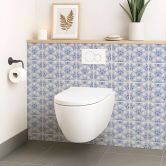 Fliesenaufkleber Blau Florales Muster im Art Deco Stil - 12er Set 