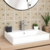 Fliesenaufkleber Boho - Fächer sand rotbraun grün - 12er Set 