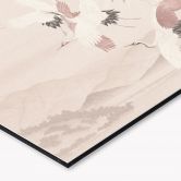 Keukenachterwand met natuurmotief - Kraanvogels boven het meer - Bloemdecor 