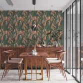 palmblad behang beige groen - bloemen vliesbehang jungle motief 