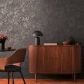 Monochrome Blatt-Tapete in Grau - Vliestapete mit botanischem Design 
