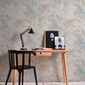 Blomstermønstret tapet i vintage-look med blå nuancer - romantisk tapet 