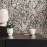Designer vliesbehang met botanische print in grijstinten - elegant wandontwerp 