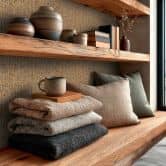 Vliesbehang Jan Studio Sense & Surface weave oranje grijs - Stud!o weave rotan zwart 